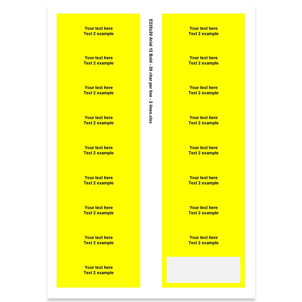 E225320 - 2 Zeilen, Arial 12 max. 2 x 20 Zeichen