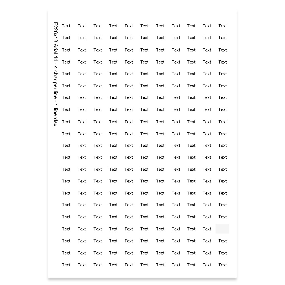 E226413 - 1 Zeile, Arial 14 max. 4 Zeichen