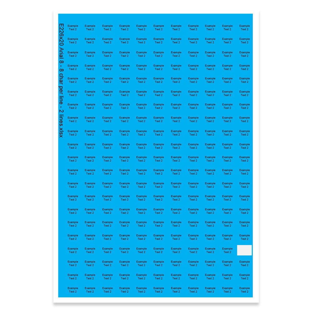 E226220 - 2 Zeilen, Arial 8 max. 2 x 8 Zeichen