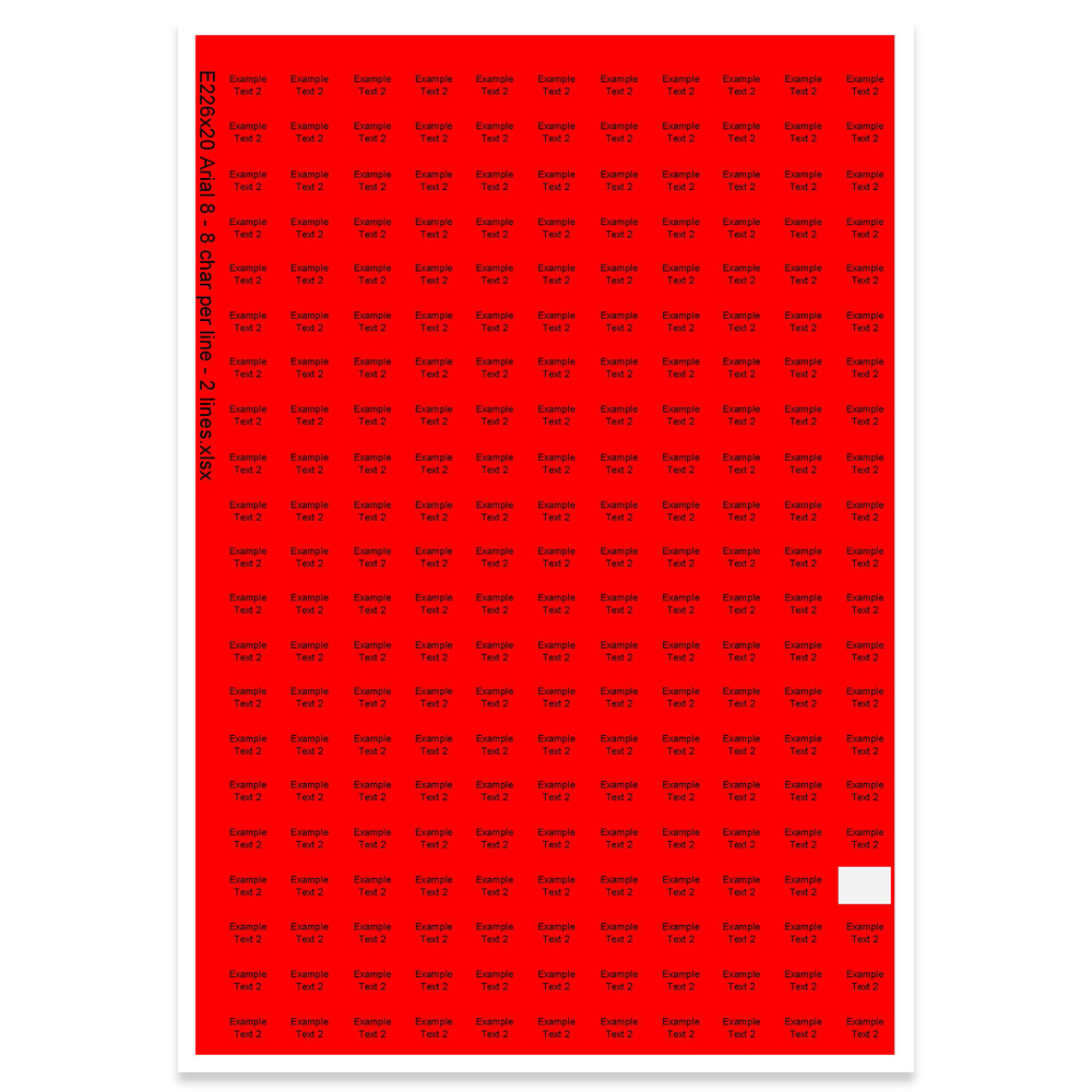 E226020 - 2 Zeilen, Arial 8 max. 2 x 8 Zeichen