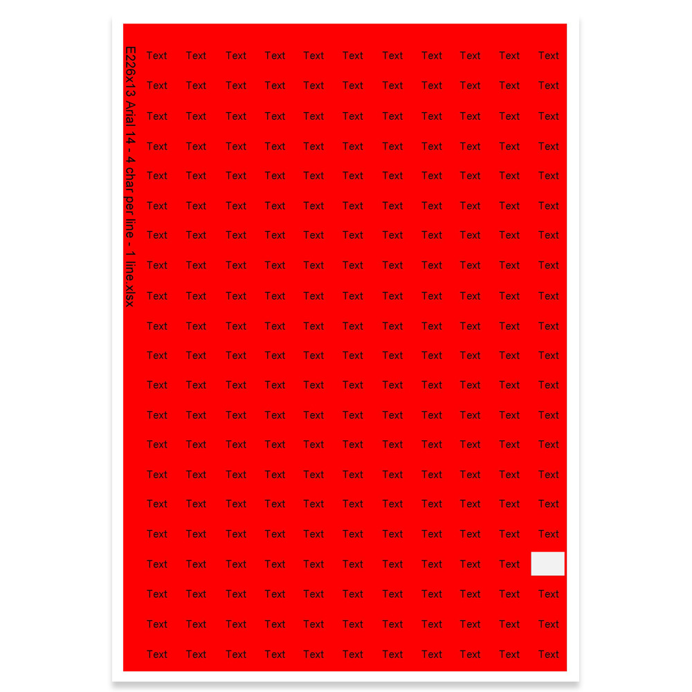 E226013 - 1 Zeile, Arial 14 max. 4 Zeichen